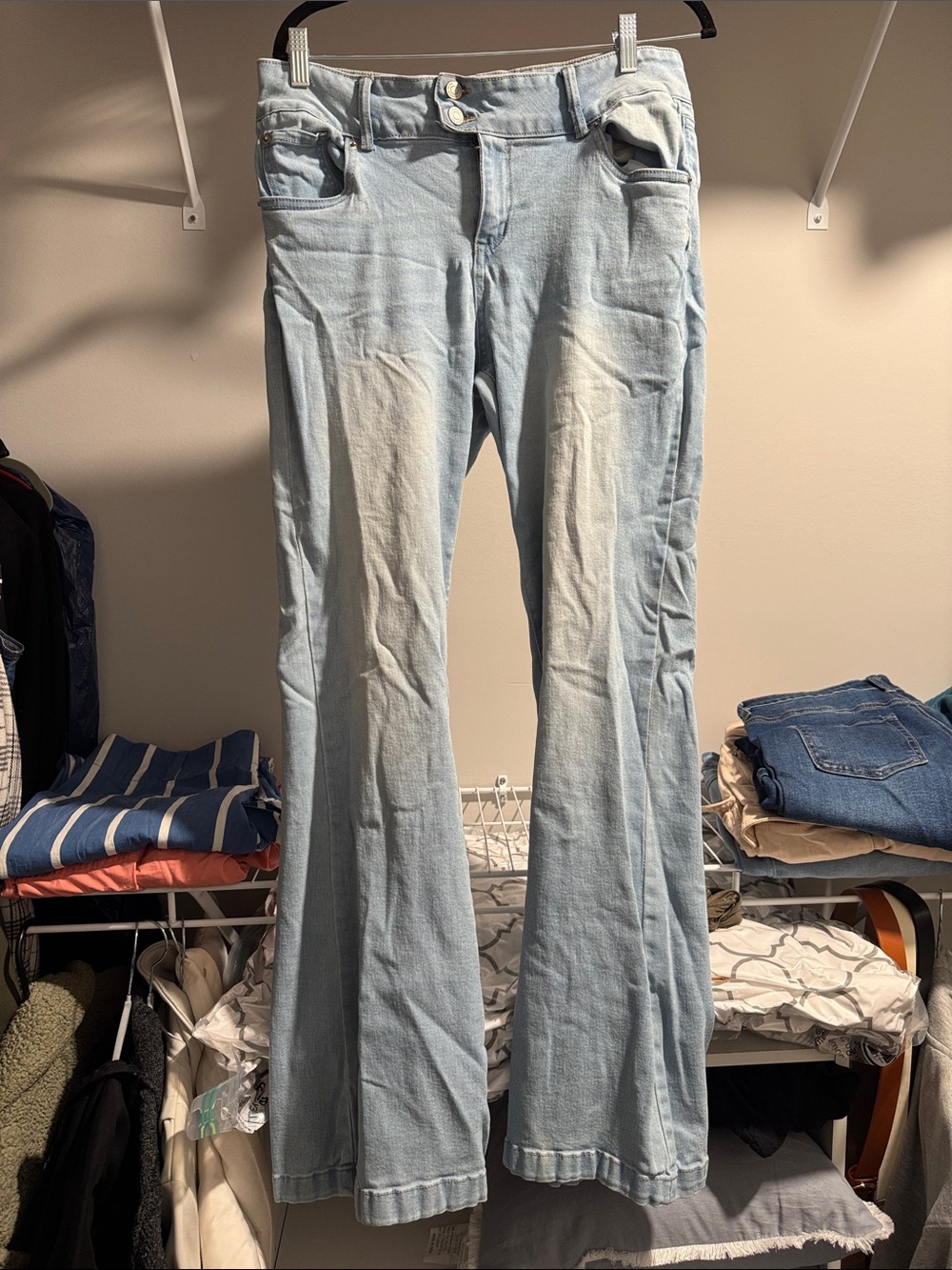refuge Light Blue Wide-Leg Flared Jeans